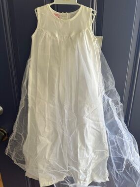 Girls White Tulle Overlay Dress